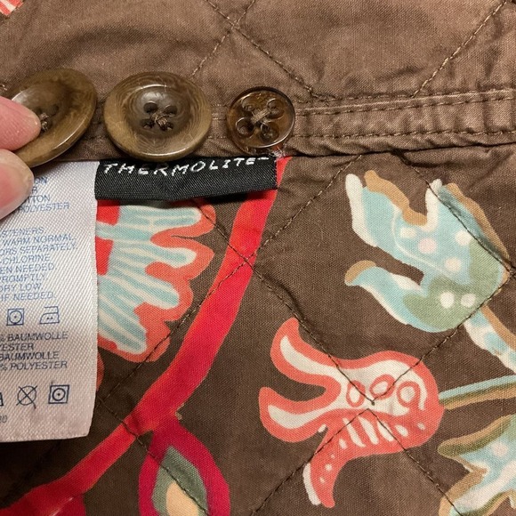Lands' End Thermolite Reversible Barn Quilted Jacket Brown Floral Print Size‎ L - Picture 16 of 16